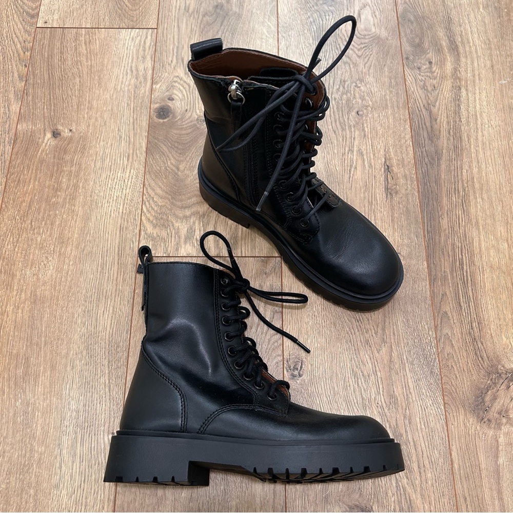 Zara Basic Black Combat Boot - Size 35 / 5 - image 2